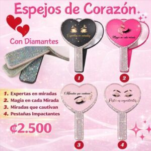 Espejos de Corazón con Diamantes