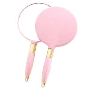 Espejo de mano redondo rosado
